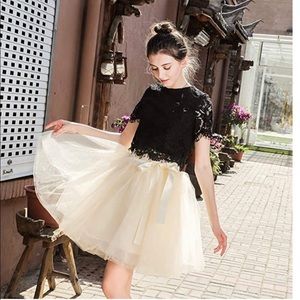 High Waist Princess Tulle Skirt in Champagne